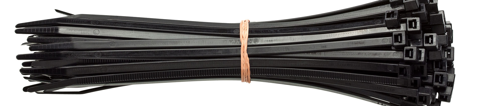 A bundle of black cables ties.