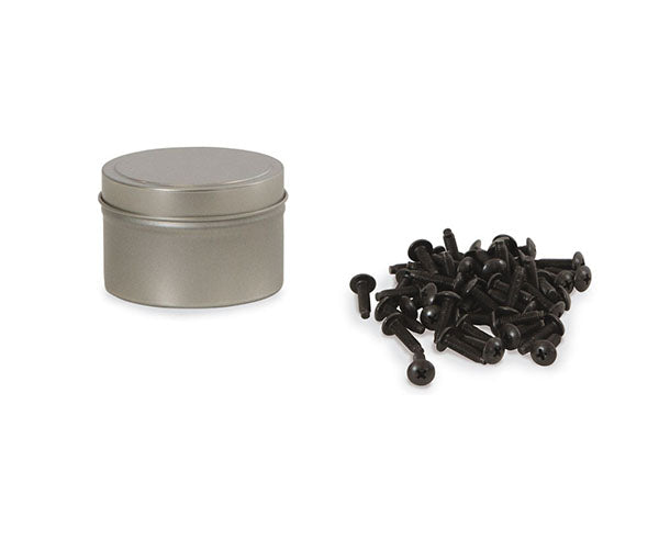 An open container displaying 12-24 rack screws