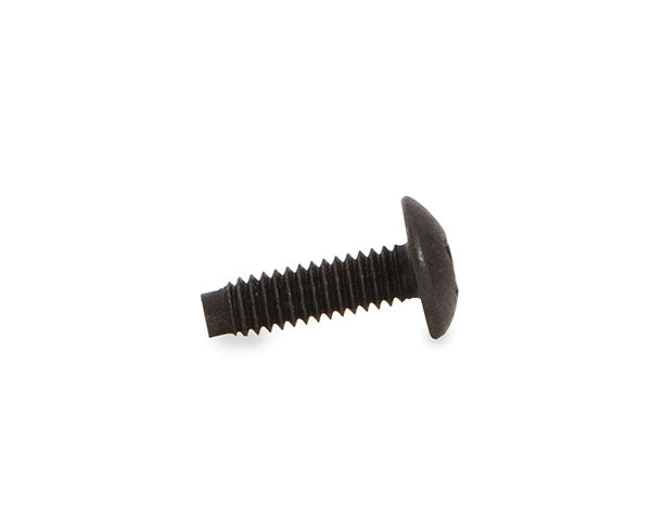 Detailed view of a 10-32 rack screw against a white backdrop