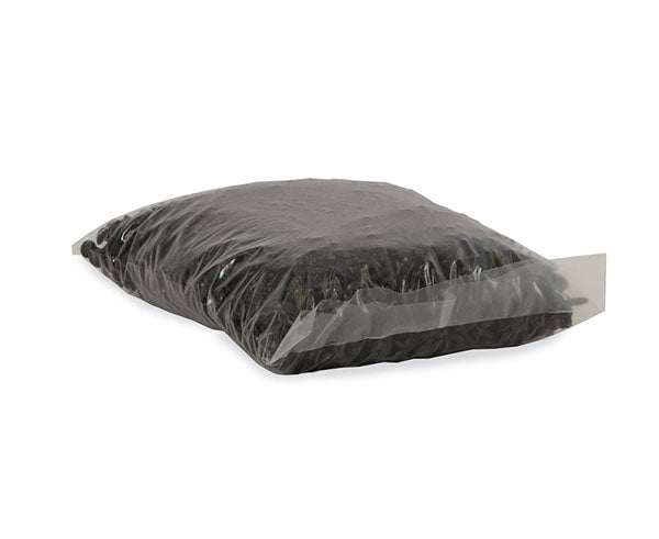 A 2,500 pack of 12-24 rack screws in a bag on a white background