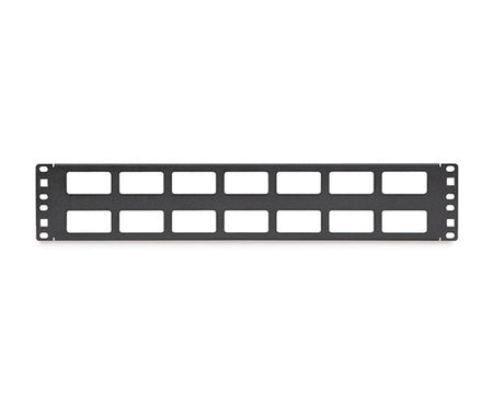 2U Cable Routing Blank featuring multiple rows of cable routing holes