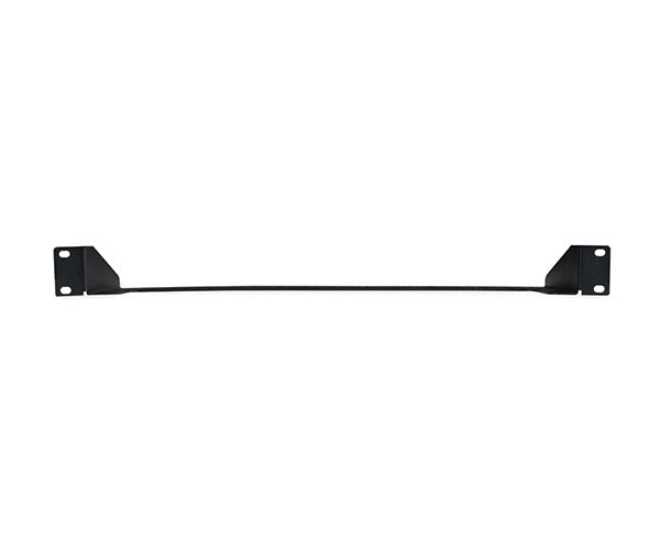 Black 1U shelf featuring a central support bar