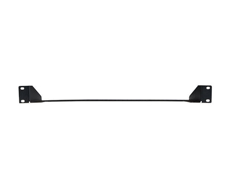 Black 1U shelf featuring a central support bar