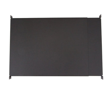 Black 1U server rack shelf with a protective coating