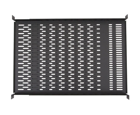Top view of the 1U vented shelf highlighting the vent pattern