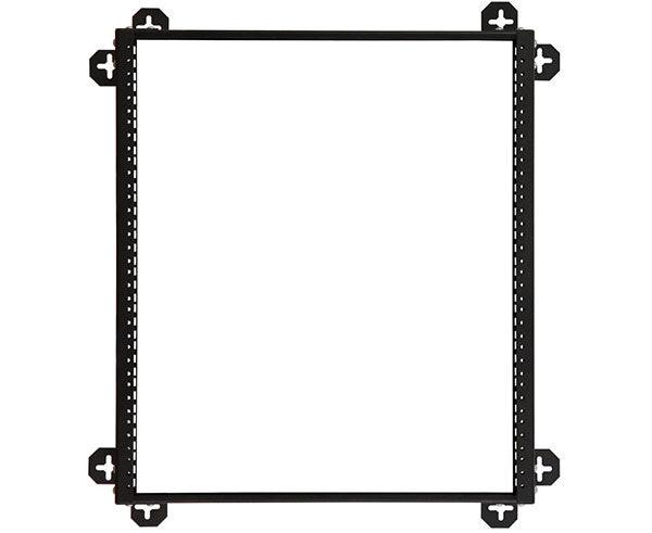 Close-up of the 12U V-Line Rack's mounting holes