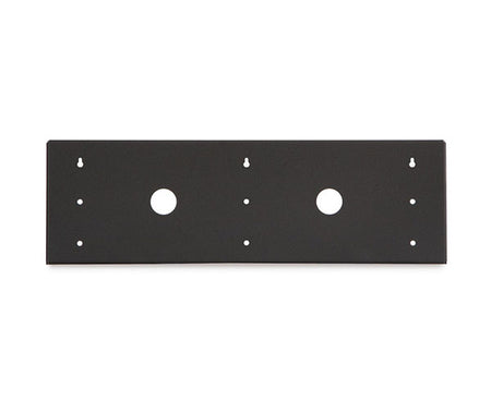 Close-up of 2U Cage Nut V-Rack's mounting plate with many screw holes