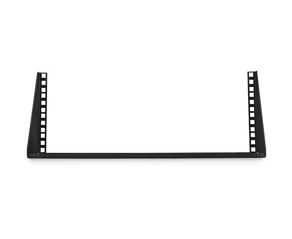 Rear view of the black 4U Cage Nut V-Rack against a white background