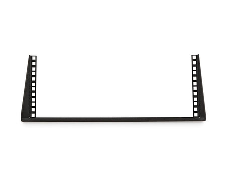 Rear view of the black 4U Cage Nut V-Rack against a white background