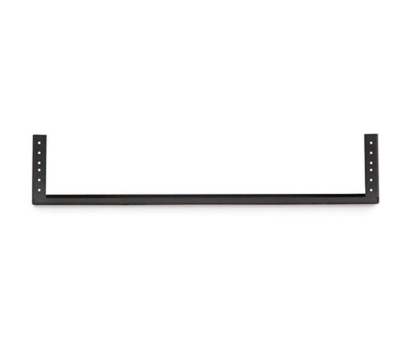 Close-up of a 2U black V-Rack's metal support bar