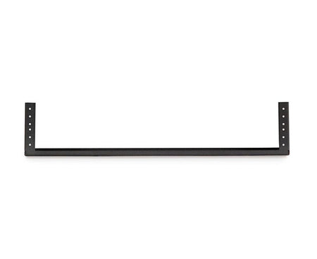 Close-up of a 2U black V-Rack's metal support bar