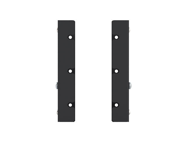 End view of two 3U adjustable standoff brackets for 19-inch server racks against a white background