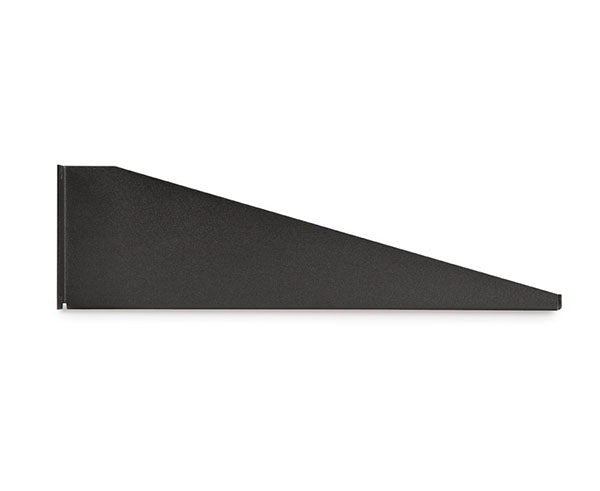 Triangular support structure on the underside of the black vented rack shelf