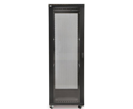 Front view of the 37U LINIER server cabinet featuring glass doors