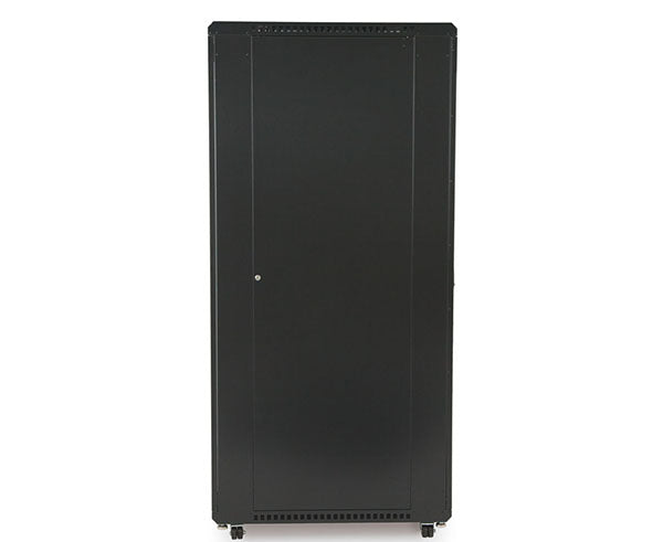 Side view of the 42U LINIER server cabinet showcasing its solid side panel and mobility wheels