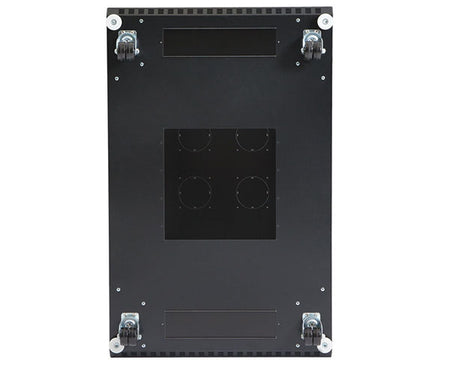 Bottom view of the 22U LINIER Server Cabinet featuring cable knockouts