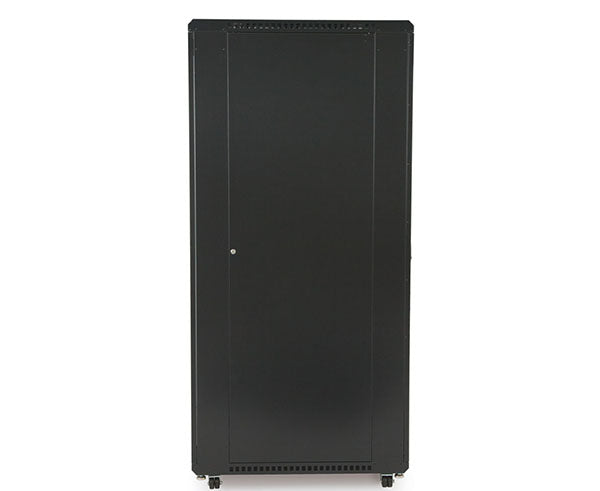 Side view of the 42U LINIER server cabinet with solid side panel and wheels