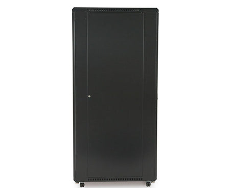 Side view of the 42U LINIER server cabinet with solid side panel and wheels