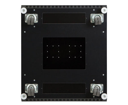Interior view of the 27U LINIER server cabinet with vented square cut-out