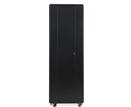 Full-height view of the 42U LINIER® Server Cabinet with caster wheels for easy positioning