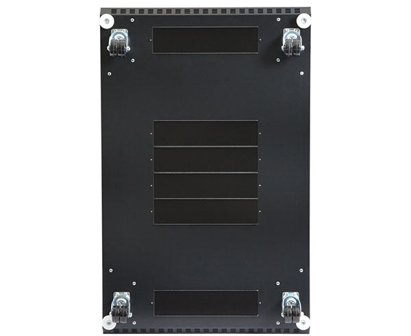 Bottom panel view of the 22U LINIER server cabinet featuring vented holes