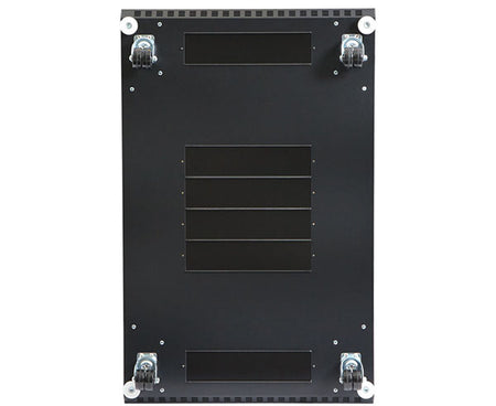 Bottom panel view of the 22U LINIER server cabinet featuring vented holes