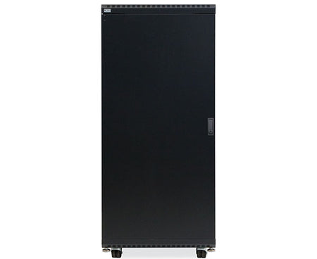 27U LINIER Server Cabinet showing solid door and casters