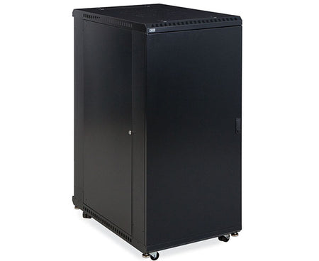 Close-up of the 27U LINIER Server Cabinet's locking mechanism on the door