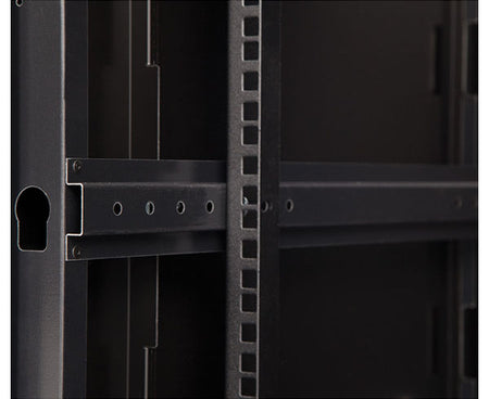 Detailed view of the mounting rail on the LINIER Fixed Wall Mount Cabinet