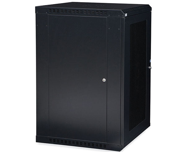 Exterior view of the 18U LINIER Fixed Wall Mount Cabinet with closed door