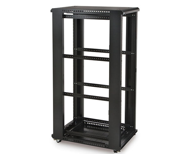 37U LINIER server cabinet frame with four adjustable mounting rails and casters
