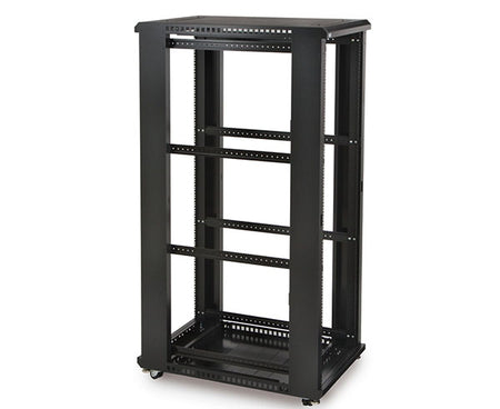 37U LINIER server cabinet frame with four adjustable mounting rails and casters
