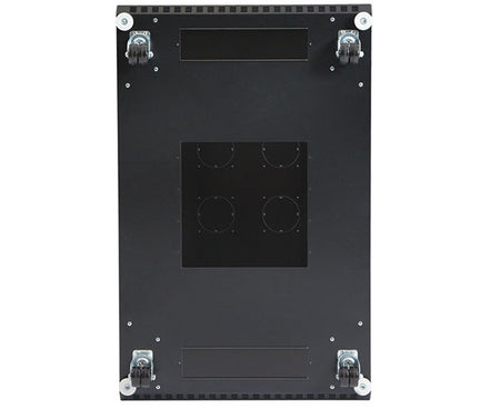 Bottom view of the 22U LINIER server cabinet showing the four casters