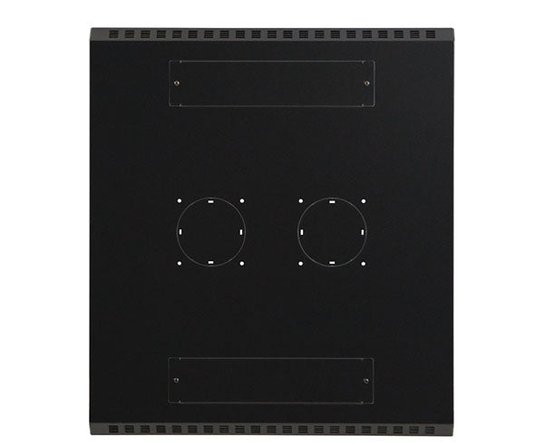22U LINIER server cabinet detail of top showing fan and cable knockouts