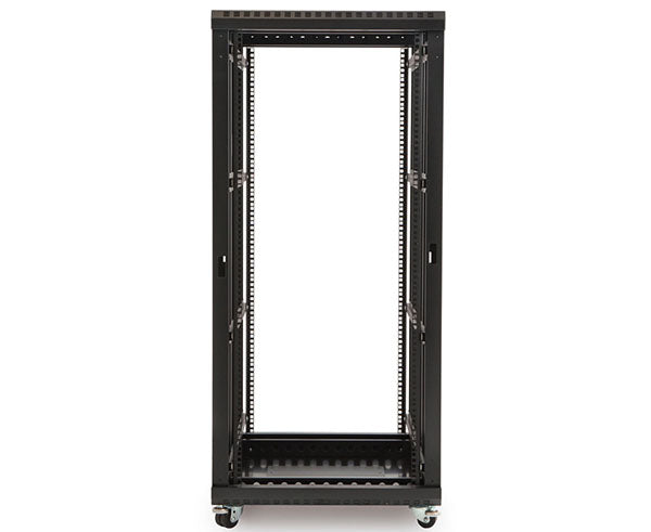 27U LINIER server cabinet with two adjustable shelves and caster wheels, no doors