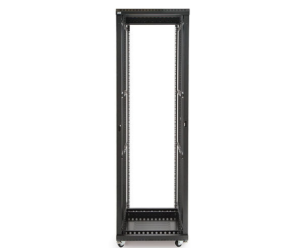Interior view of the 42U LINIER® Server Cabinet with two vented shelves, emphasizing storage capacity