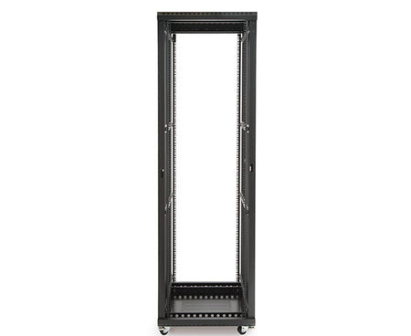42U LINIER® Server Cabinet with two vented shelves, equipped with caster wheels for mobility