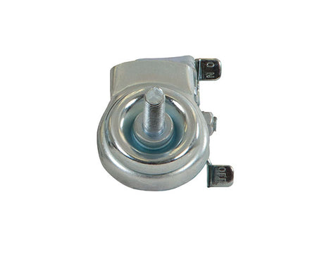 Close-up of caster wheel's brake lever from LAN Station Caster Kit