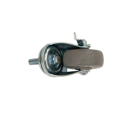 Close-up of a caster wheel's locking mechanism for LAN station kit