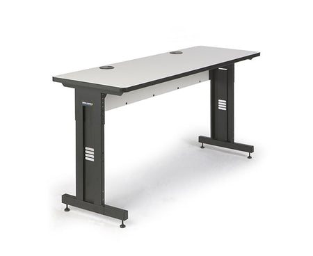 Side view of the Folkstone training desk with white top and black legs