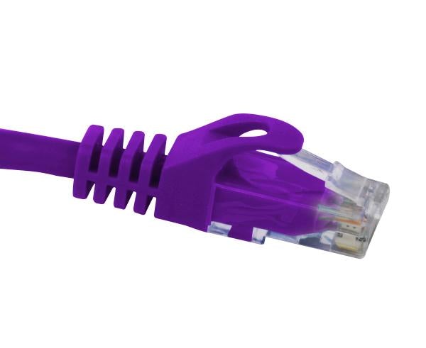 Purple 2ft Cat5e Snagless UTP Ethernet cable on a white surface