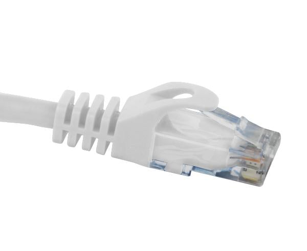 White 2ft Cat5e Snagless UTP Ethernet cable with matching white connector