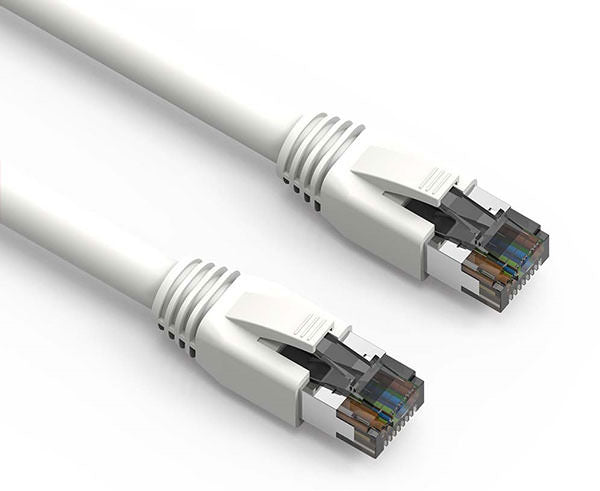 0.5ft Cat8 40G Shielded Ethernet Cable in white with S/FTP rating