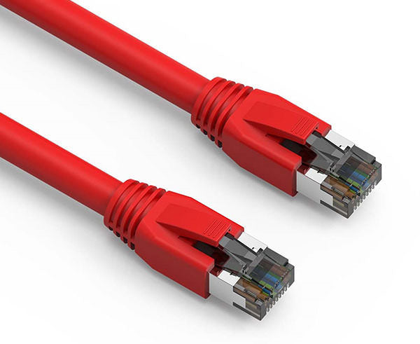 1-foot Cat8 40G shielded Ethernet patch cable in red