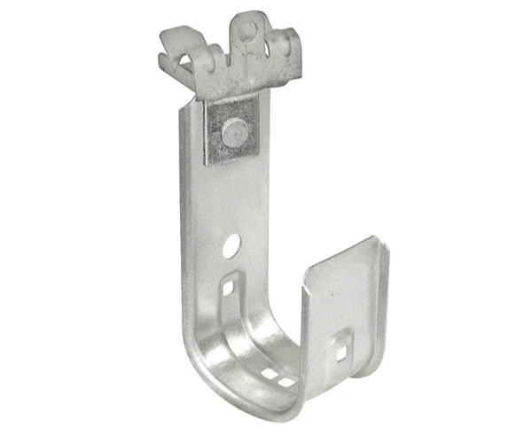 A steel hammer-on j-hook with bracket.
