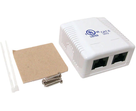 Installation kit for white CAT6 surface mount box including screws