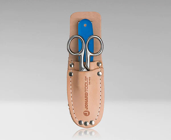Scissors enclosed in a leather case from Splicer's Kit