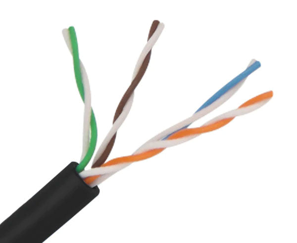 CAT6A slim stranded bulk ethernet cable with black jacket.