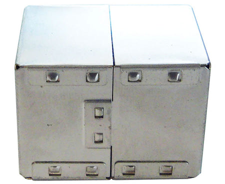 Cat5e shielded inline coupler showing metal construction.