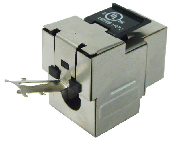 Cat5e shielded rj45 keystone jack with ground tab.